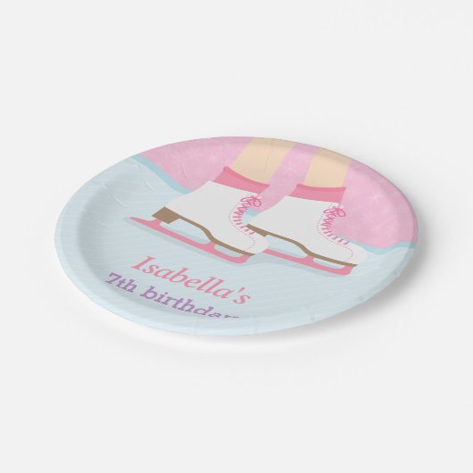 アイススケートのリンクの女の子の誕生会の供給 ペーパープレート (アングル)