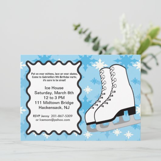 アイススケートの大きな誕生日パーティーの招待 招待状 (スタンド正面)