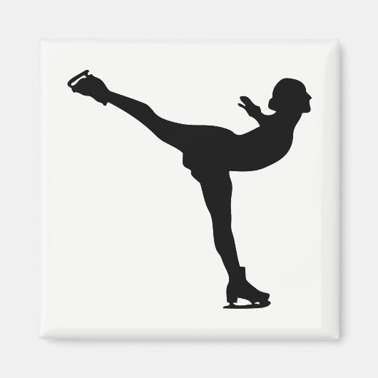 アイススケートの女性のシルエット マグネット (正面)