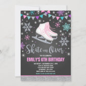 アイススケートの招待状のアイススケートのパーティーの銀 招待状 (正面)