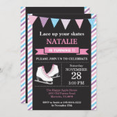 アイススケートの誕生日の招待状の第1誕生会 招待状 (正面/裏面)