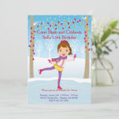 アイススケートの誕生日の招待状-女の子 招待状 (スタンド正面)