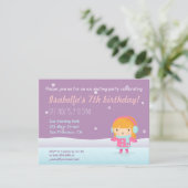 アイススケートの誕生日パーティーの招待状 女の子 招待状 (スタンド正面)