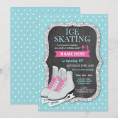 アイススケートの誕生日パーティーチョークスケート招待状 招待状 (正面/裏面)