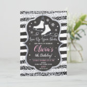 アイススケートの誕生日招待状 シルバーグリッター 招待状 (スタンド正面)