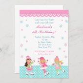 アイススケートの誕生日招待状 招待状 (正面/裏面)