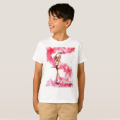 アイススケートの赤い縞のフィギュアスケート選手 Tシャツ (正面フル)