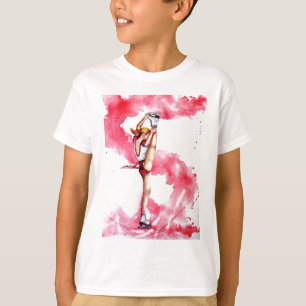 アイススケートの赤い縞のフィギュアスケート選手 Tシャツ