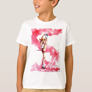アイススケートの赤い縞のフィギュアスケート選手 Tシャツ