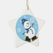 アイススケートの雪だるまのオーナメント セラミックオーナメント (右)