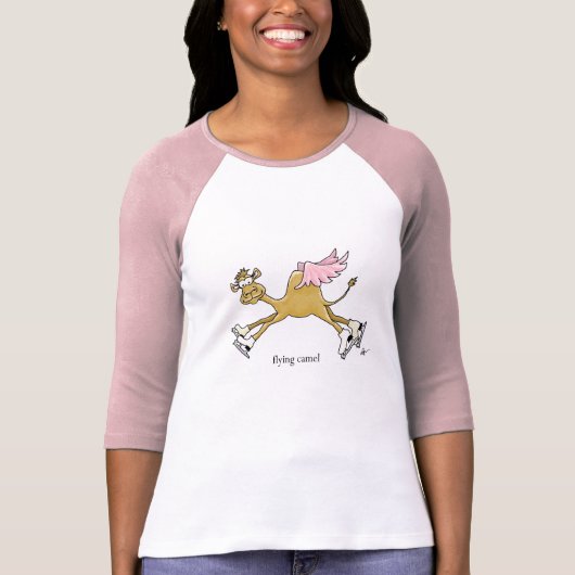 アイススケートの飛んでいるなラクダ Tシャツ (正面)