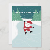 アイススケートをするサンタ-写真ではないフラットホリデーカード シーズンカード (正面)