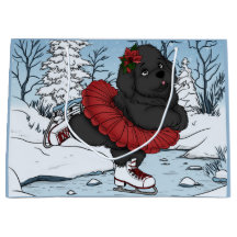 アイススケートをするニューファンドランドの仔犬
