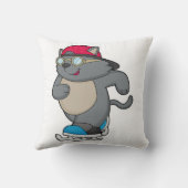 アイススケートを使ったアイススケーターとしての猫 クッション (裏面)