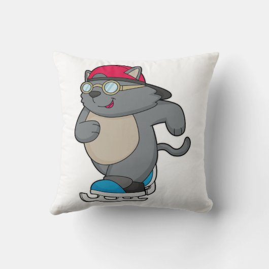 アイススケートを使ったアイススケーターとしての猫 クッション (裏面)