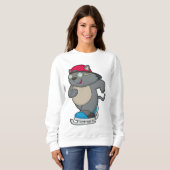 アイススケートを使ったアイススケーターとしての猫 スウェットシャツ (正面フル)