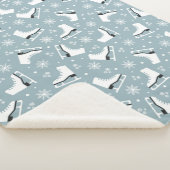 アイススケートを使った冬をテーマにした模様 シェルパブランケット (3/4)