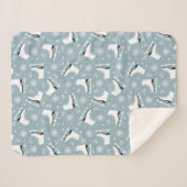 アイススケートを使った冬をテーマにした模様 シェルパブランケット (正面(横))