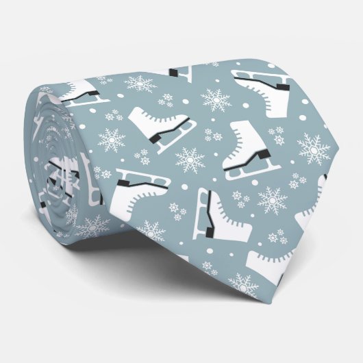 アイススケートを使った冬をテーマにした模様 ネクタイ (ロール)