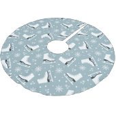 アイススケートを使った冬をテーマにした模様 ブラッシュドポリエステルツリースカート (アングル)