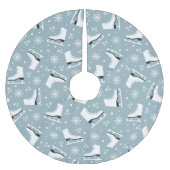 アイススケートを使った冬をテーマにした模様 ブラッシュドポリエステルツリースカート (正面)