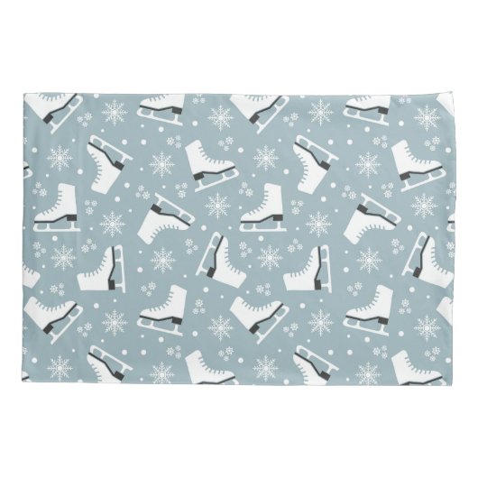 アイススケートを使った冬をテーマにした模様 枕カバー (裏面)