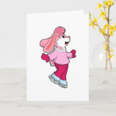 アイススケートを履いたウサギのアイススケート カード (黄色い花)