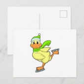 アイススケートを履いたカモのアイススケート ポストカード (正面/裏面)