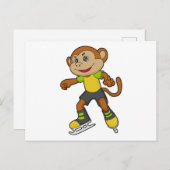 アイススケートを履いたサルがアイススケートをしている ポストカード (正面/裏面)