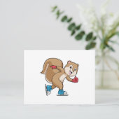 アイススケートを履いたスケートをする squirrel ポストカード (スタンド正面)