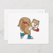 アイススケートを履いたスケートをする squirrel ポストカード (正面/裏面)