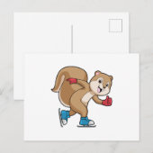 アイススケートを履いたスズメのアイススケート ポストカード (正面/裏面)