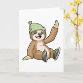 アイススケートを履いたスローアイススケート カード (黄色い花)