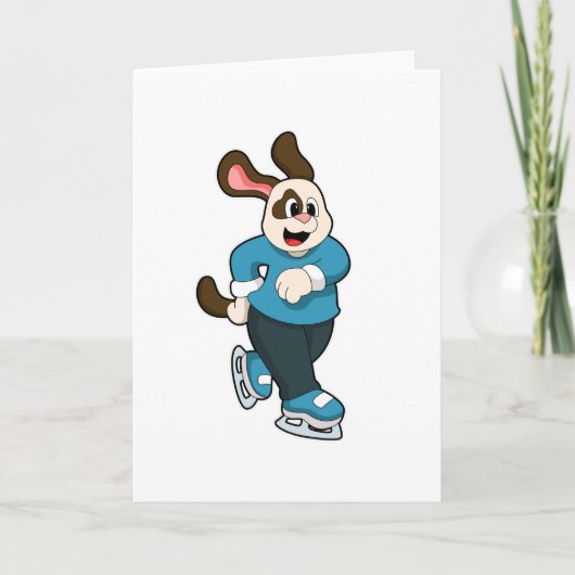 アイススケートを履いた犬のアイススケート カード (正面)
