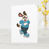 アイススケートを履いた犬のアイススケート カード (黄色い花)