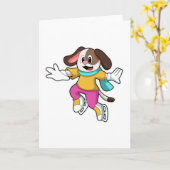 アイススケートを履いた犬 カード (黄色い花)