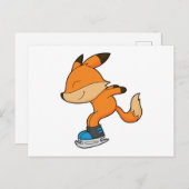 アイススケートを履いた狐のアイススケート ポストカード (正面/裏面)