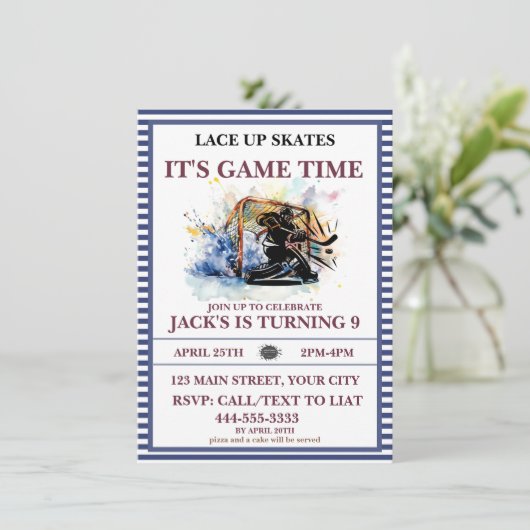 「アイススケートを履いて、ゲーム開始だ!」アイスホッケー 招待状 (スタンド正面)