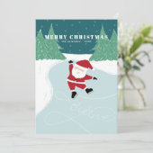 アイススケートを履くサンタ - 写真を使わないフラットなホリデーカード シーズンカード (スタンド正面)