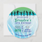 アイススケートアイススケートで滑る誕生日パーティーの招待 招待状 (正面)