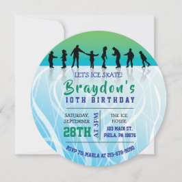 アイススケートアイススケートで滑る誕生日パーティーの招待 招待状