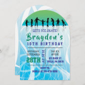 アイススケートアイススケートで滑る誕生日パーティーの招待 招待状 (正面/裏面)