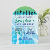 アイススケートアイススケートで滑る誕生日パーティーの招待 招待状 (スタンド正面)