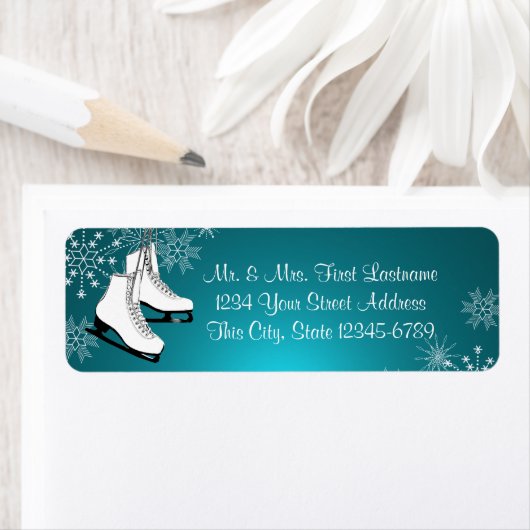 アイススケートアンドスノーフレークスアクアティール（緑がかった色） ラベル (インサイチュ)