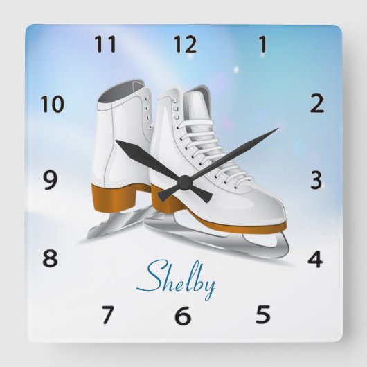 アイススケートウォールクロック スクエア壁時計 (正面)