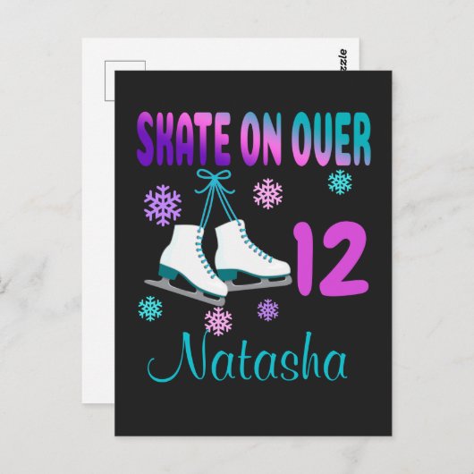 アイススケートオンオーバー誕生日ガールスケート  ポストカード (正面/裏面)