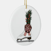 アイススケートクリスマスデコレーションとタータンチェックボウル セラミックオーナメント (右)