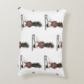 アイススケートクリスマスデコレーションとタータンチェックボウ アクセントクッション (裏面(縦))