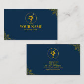 アイススケートコーチ ゴールド & ブルー ネイビー ビジネスカード (正面/裏面)