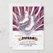 アイススケートスケートで滑るシルバーシャイニーパープルバイオレット 招待状 (正面)